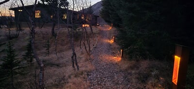 The illuminated path to the house