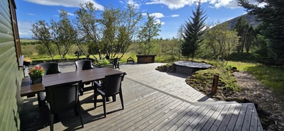 The hot pot is in a lovely spot on the terrace