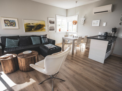 Living and dining area with design furniture