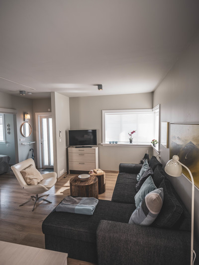 Style living area with large couch and armchair