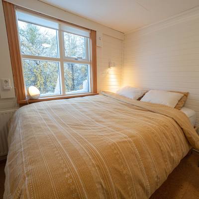 first bedroom of the log cabin