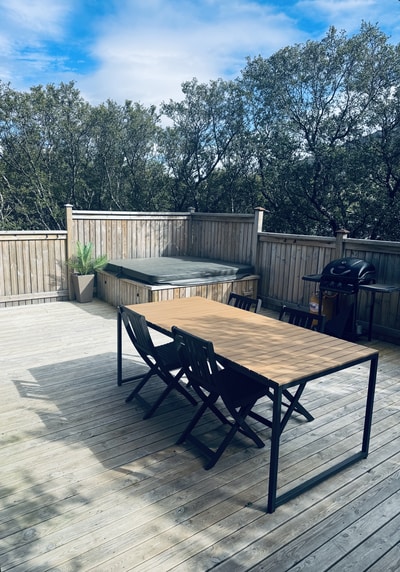 Terrace with grill and hot pot