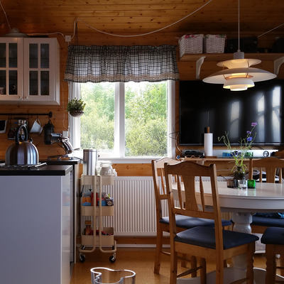 Open kitchen with dining table