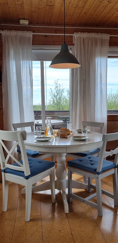 Open kitchen with dining table