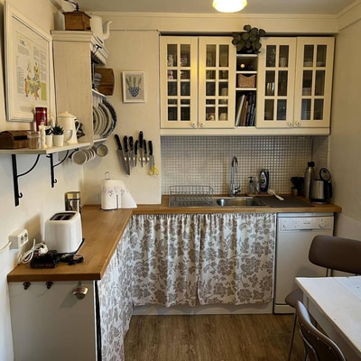 The kitchen is renovated and has everything needed to cook