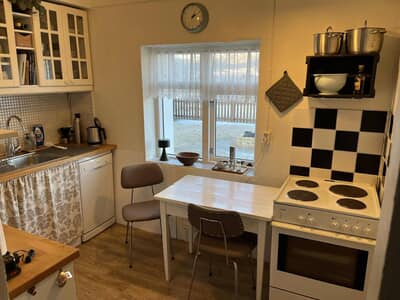 kitchen with a view of the countryside